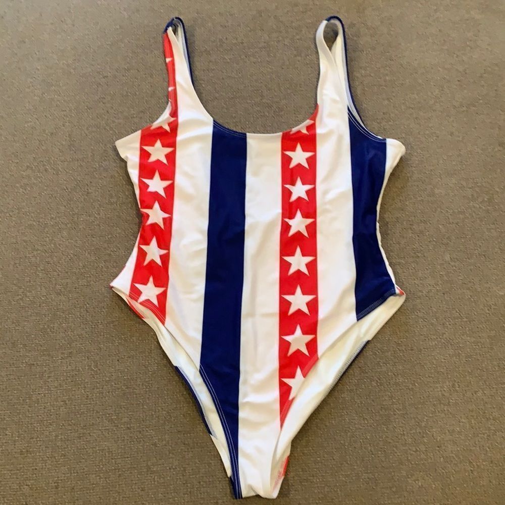 Stars stripes one piece bathing suit